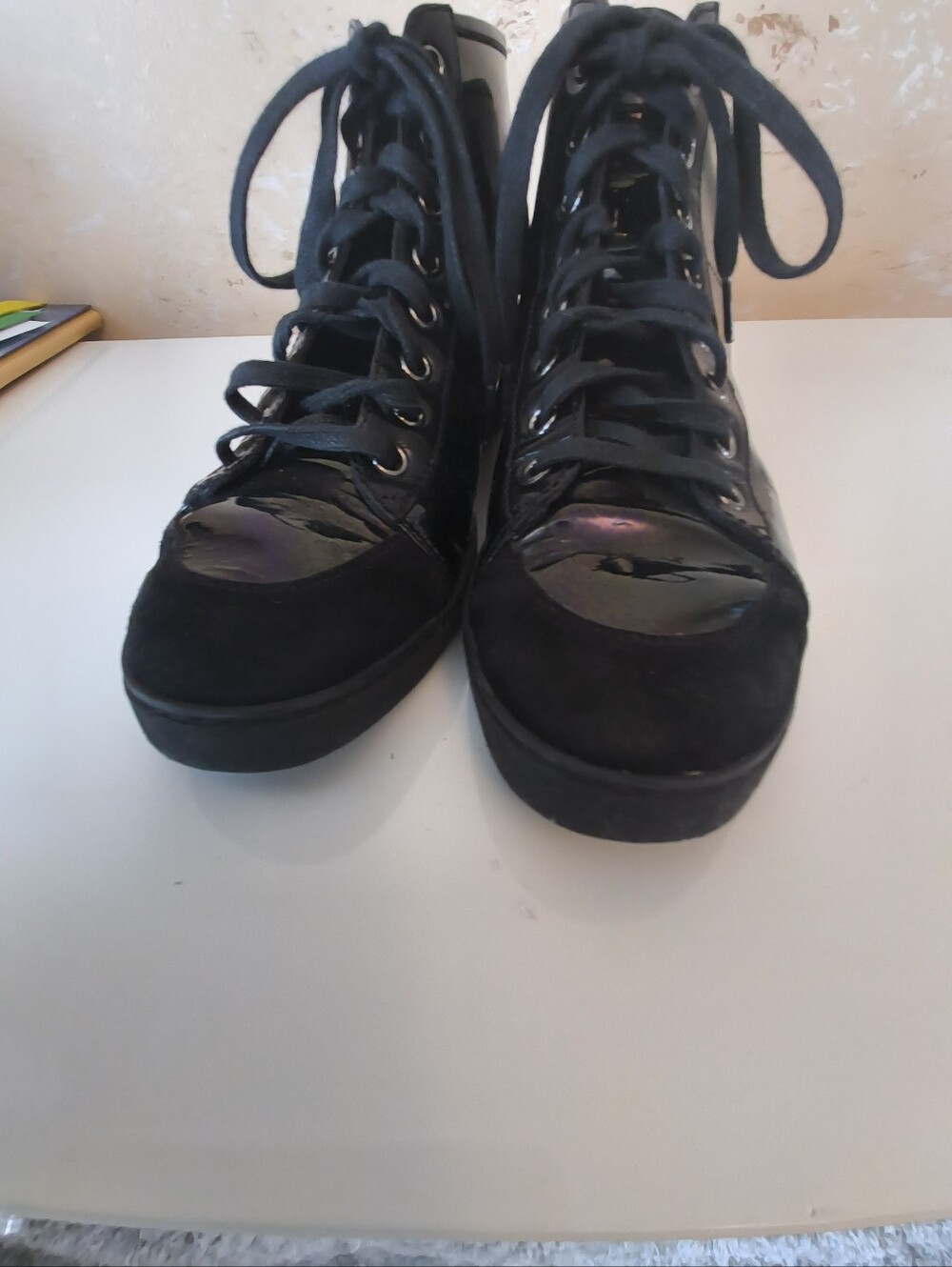 Authentic Gucci Patent Leather High-Top Sneakers Boots EU 36 Black - Picture 14 of 15
